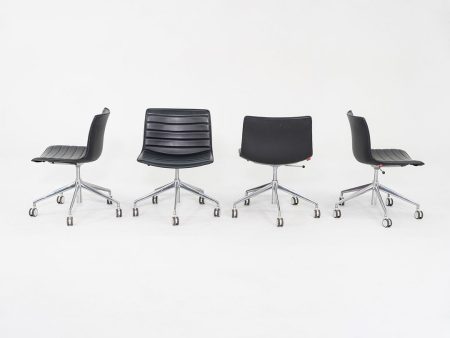 C. 2020 Lievore Altherr Molina for Arper Catifa Desk Chairs in Black Leather with Pnuematic Base 4x Available Sale