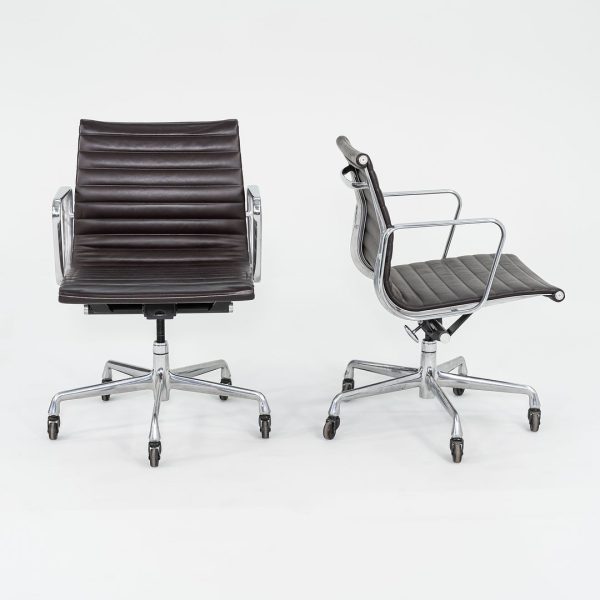 2012 Management Desk Chair, Model EA335 by Ray and Charles Eames for Herman Miller in Brown Leather 12+ Available Online Sale