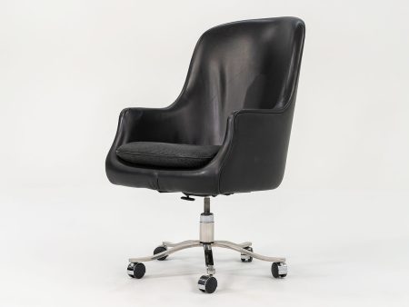 1990s Alpha Bucket Executive Chair by Nicos Zographos for Zographos Designs in Black Leather Sale