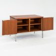 C. 1960s Oak and Chrome Two Door Cabinet   Credenza attributed to Lehigh Leopold For Sale