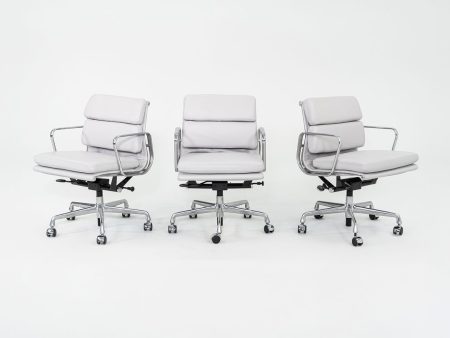 2010s Herman Miller Eames Soft Pad Management Desk Chair in Light Grey Leather 3x Available Online Hot Sale