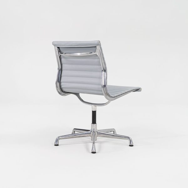 2010s Aluminum Group Armless Side Chair by Ray and Charles Eames for Herman Miller in Blue Grey Leather Online Hot Sale