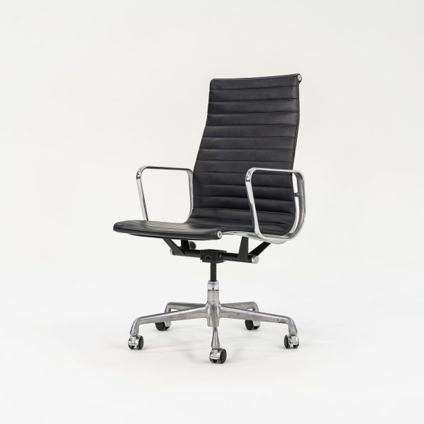 2010 Aluminum Group Executive Desk Chair by Ray and Charles Eames for Herman Miller in Black Naugahyde 2x Available Online now