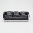 1980s Cassina LC2 Three Seat Sofa in Black Leather by Le Corbusier, Pierre Jeanneret and Charlotte Perriand For Cheap