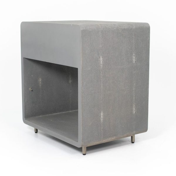 2020 Pair of Interlude Home Alma Bedside Cabinets in Grey Leather Supply