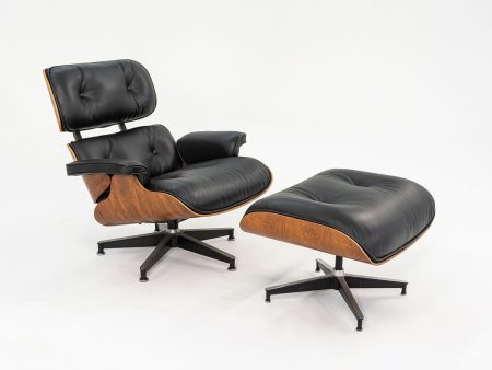 1990 Herman Miller Eames Lounge Chair and Ottoman 670 & 671 by Charles and Ray Eames in Brazilian Rosewood and New Black Leather Online