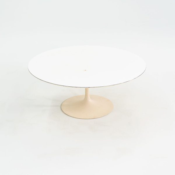 1974 Eero Saarinen for Knoll 36 inch Round Coffee Table in White Laminate Online now