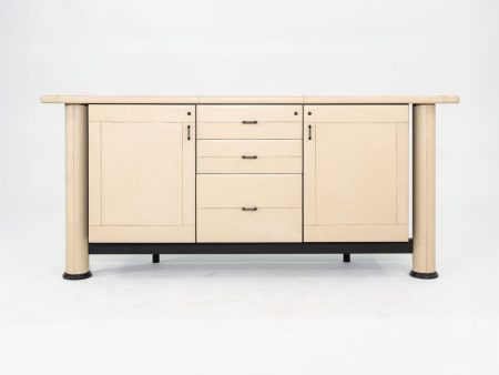 1990s i4 Mariani for Pace Collection Summit Credenza with Ivory Leather Clad Front on Sale