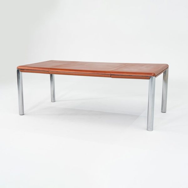 1970s Pfister Table by Charles Pfister for Knoll with Leather-Wrapped Top and Chrome Base Online Hot Sale