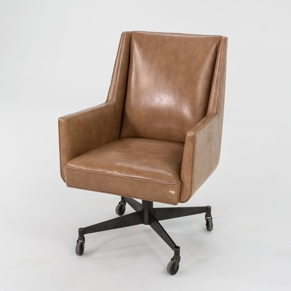 1960s Stow Davis Office Desk Chairs in Tan Leather with Bronze Bases 3x Available Fashion