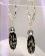 Snowflake Obsidian, Hematite and Sterling Silver Dangle Earrings Discount