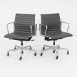 2017 Herman Miller Eames EAG Aluminum Group Management Chair in Dark Grey Leather with Pneumatic Lift 4x Available For Discount