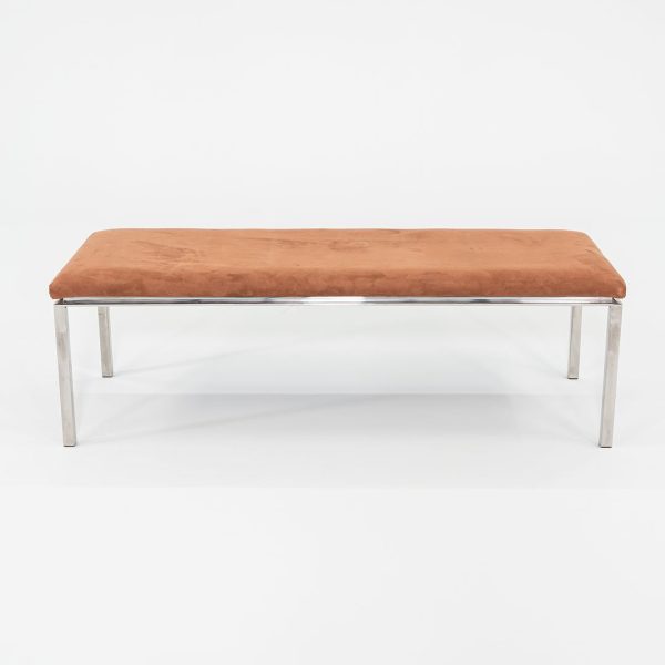 1969 Davis Allen and Gordon Bunshaft of SOM Bench in Polished Stainless Steel and Suede 20 x 48 Online Hot Sale