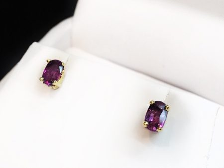 Genuine Ruby 14k Yellow Gold Stud Earrings Cheap