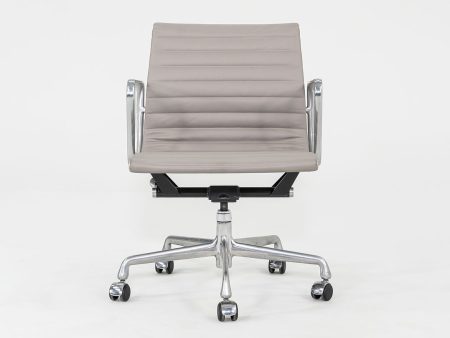 2010s Herman Miller Eames Aluminum Management Desk Chair in Grey Naugahyde For Cheap