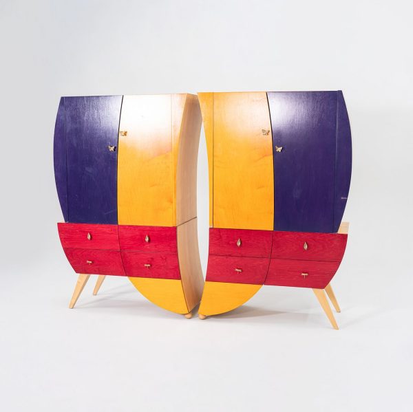 1990s Postmodern Sculptural Studio Craft Color Block Maple Armoire   Cabinet (Left) Discount