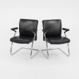 2003 Walter Knoll Art Collection Dining Arm Chairs in Black Leather 4x Available For Cheap