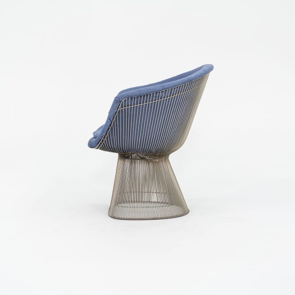 1960s Platner Lounge Chair, Model 1715L by Warren Platner for Knoll in Nickel Steel with Blue Fabric 4x Available Online Sale