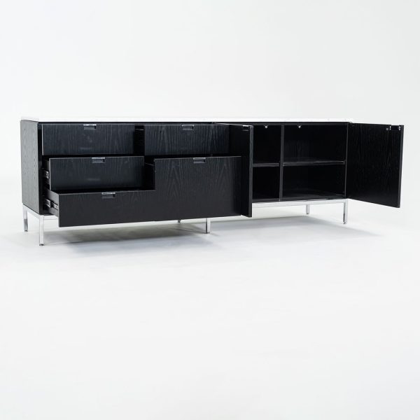 2019 Four Position Credenza Cabinet, Model 2544M by Florence Knoll for Knoll in Ebonized Oak and Marble Fashion