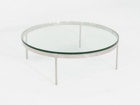 1990s Nicos Zographos Polished Stainless Steel and Glass Coffee Table TA.35.42G Discount