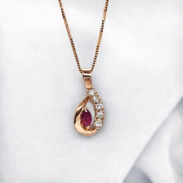 Ruby Rose Gold Necklace For Discount