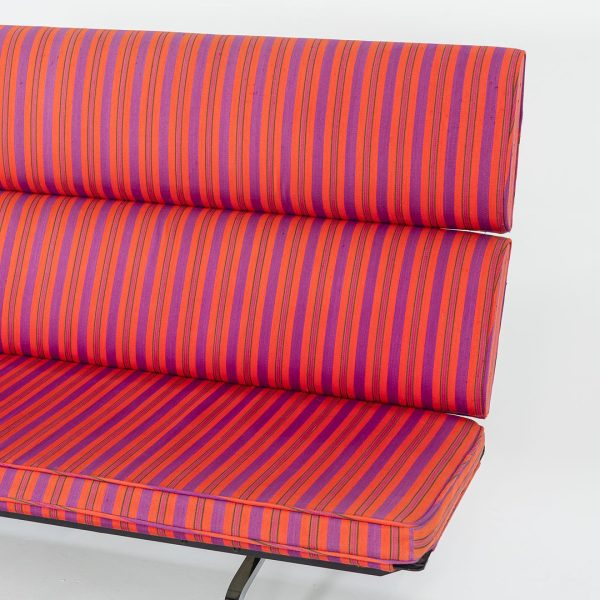 1984 S-473 Compact Sofa by Ray and Charles Eames for Herman Miller in Alexander Girard Miller Stripe Fabric Online now