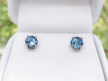 Aquamarine Fancy Cushion Cut Imitation Sterling Silver Stud Earrings For Cheap