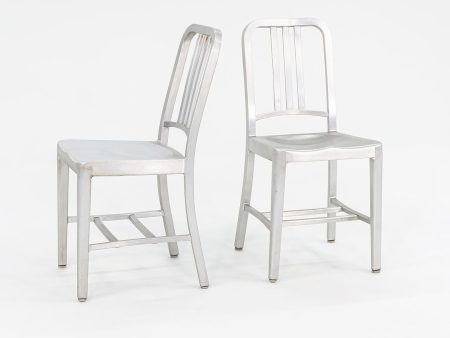 2010s 1006 Navy Dining   Side Chair by Emeco in Brushed Aluminum 19x Available For Cheap