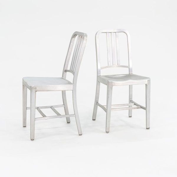 2010s 1006 Navy Dining   Side Chair by Emeco in Brushed Aluminum 19x Available For Cheap