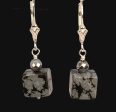 Snowflake Obsidian (Square), Hematite and Sterling Silver Dangle Earrings Hot on Sale