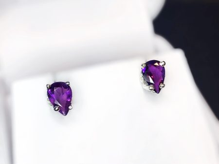 Amethyst Sterling Silver Stud Earrings on Sale