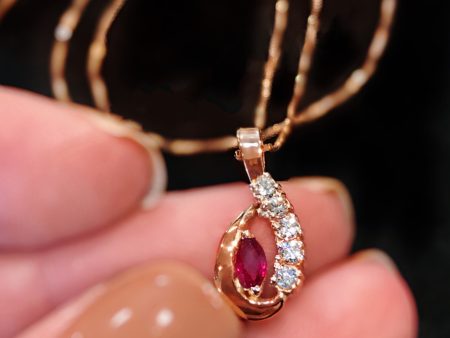 Ruby Rose Gold Necklace For Discount