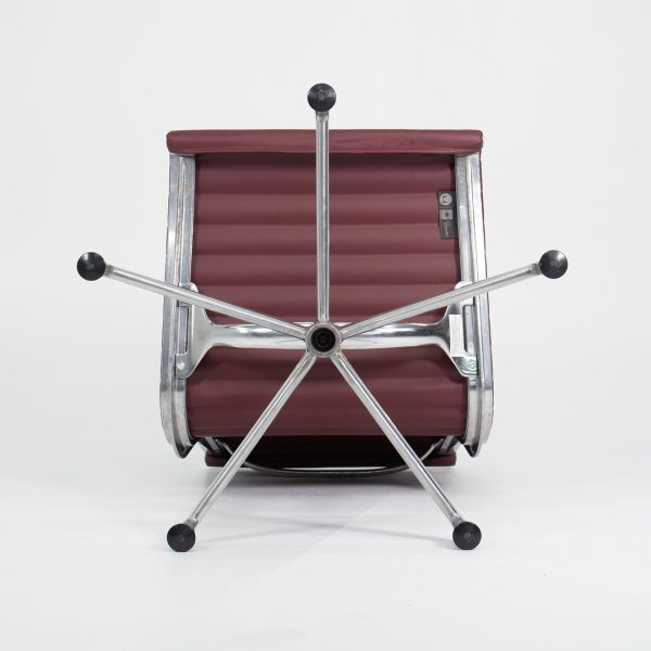 2010s Aluminum Group Armless Side Chair by Ray and Charles Eames for Herman Miller in Red Leather Supply