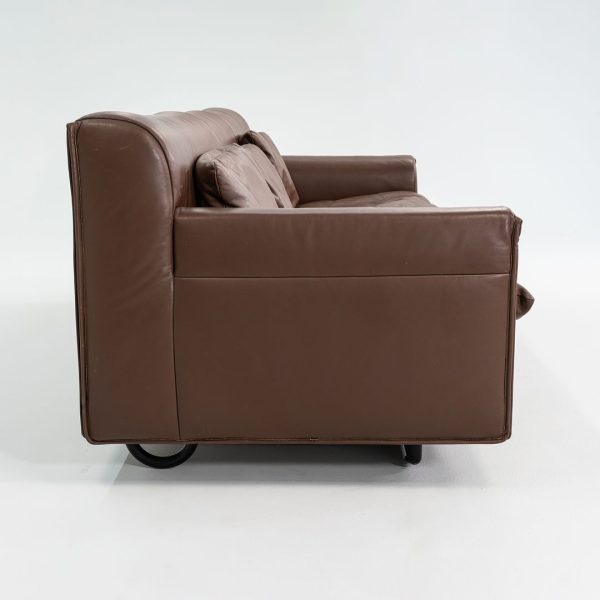 1990s Heli Three-Seat Sofa by Otto Zapf for Knoll Leather, Lacquered Wood, Enameled Aluminum, Steel For Sale