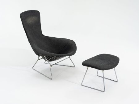 1961 423LU Bertoia Bird Chair
424YU Bertoia Bird Ottoman by Harry Bertoia for Knoll Steel, Rubber, Padding, Fabric Cheap