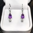 Amethyst & CZ Sterling Silver Drop Earrings Online Sale