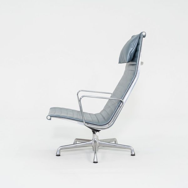 2005 Herman Miller Eames Aluminum Group Reclining Lounge Chairs in Blue Leather 9x Available Supply