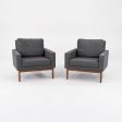 2016 Raleigh Arm Chairs by Jeffrey Bernett and Nicholas Dodziuk for Design Within Reach in Walnut and Grey Fabric Discount