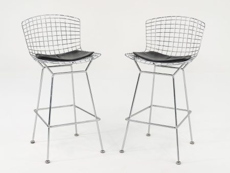 2014 Pair of Bertoia Bar Stools, Model 428C by Harry Bertoia for Knoll in Chrome For Sale