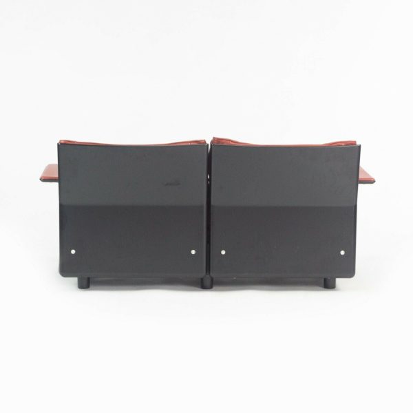 1980s Vintage Dieter Rams for Vitsoe 620 Red Leather and Black Two Seat Settee Sofa Supply