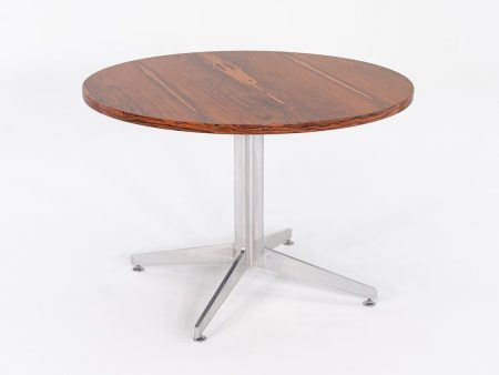 1960s Ward Bennett for Brickel Associates Rosewood and Aluminum Dining Table 42 inch For Sale