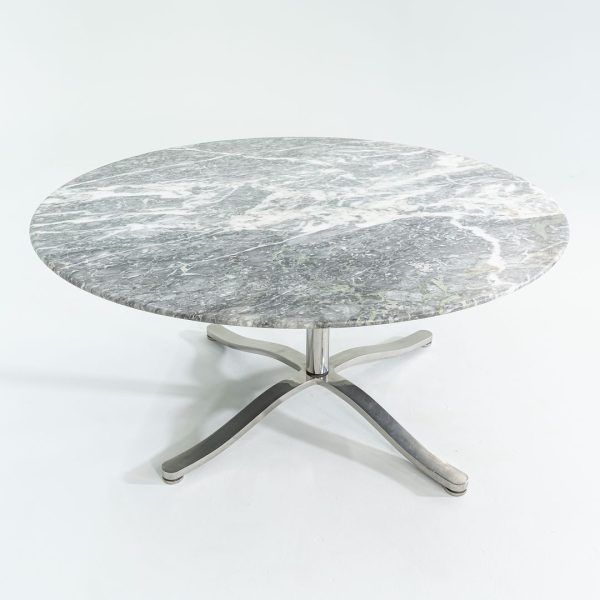 1990s Alpha Conference Table, Model TA.2.60M by Nicos Zographos for Zographos Designs in Polished Stainless Steel and Grey Marble Sale