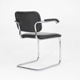 2010s Pair of Knoll Cesca Upholstered Armchair, Model 50A by Marcel Bruer for Knoll in Chromed Steel and Black Leather Fashion