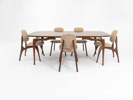 1950s Oiled-Walnut Dining Table and Chairs by Bertha Schaefer for M. Singer and Sons Walnut, Steel, Varnish Discount