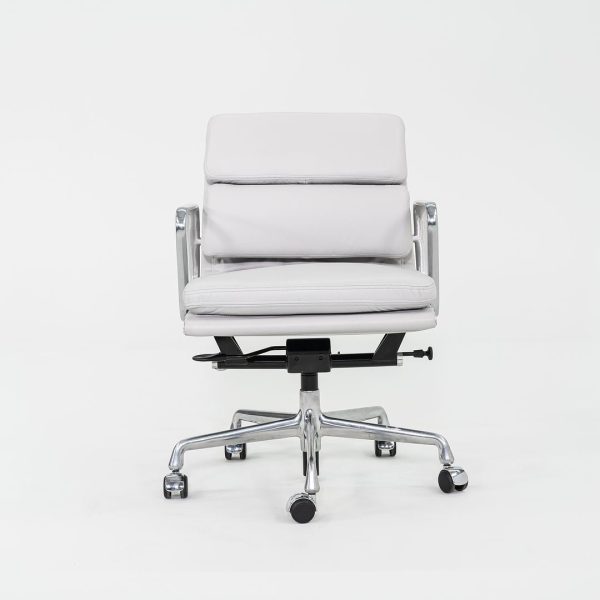 2010s Herman Miller Eames Soft Pad Management Desk Chair in Light Grey Leather 3x Available Online Hot Sale