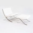 1960s Mies van der Rohe for Knoll Barcelona Lounge Chair and Ottoman in Sabrina White & Stainless Fully Restored Fashion