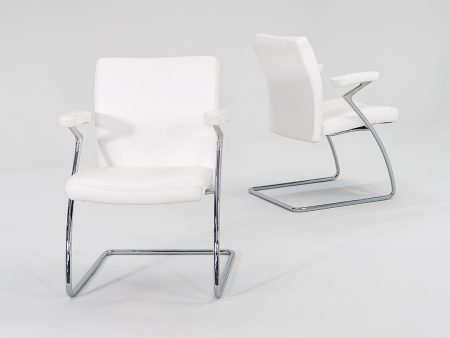 2000 Art Collection Dining Chair by Walter Knoll in White Leather 6x Available Discount