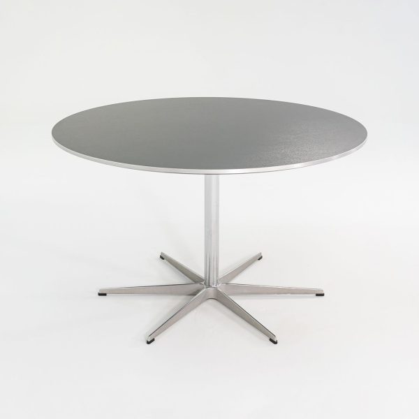 2012 Piet Hein and Arne Jacobsen for Fritz Hansen Super-Circular A825 47 inch Dining Table in Aluminum w  Black Laminate Top on Sale