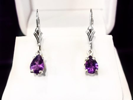 Amethyst Sterling Silver Drop Earrings Supply