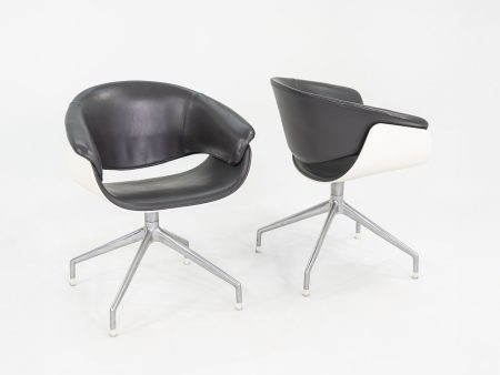 2004 Uwe Fischer for B&B Italia Sina Swivel Arm Dining   Desk Chairs in Black Leather 12+ Available on Sale